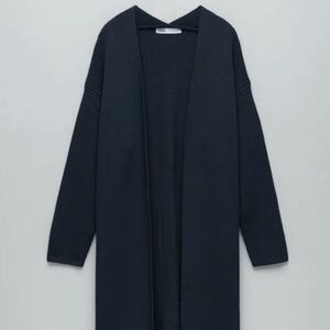 ZARA Navy Blue Knit Long Maxi Duster Cardigan